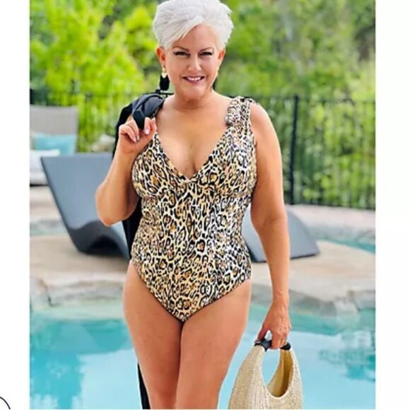 New Swimsuits For All Tie Shoulder Leopard Swimsuit Multiple Sizes - Picture 1 of 6